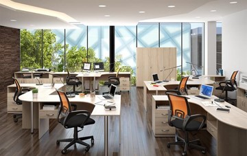 Комплект офисной мебели SIMPLE с эргономичными столами и шкафом в Абакане - предосмотр 3